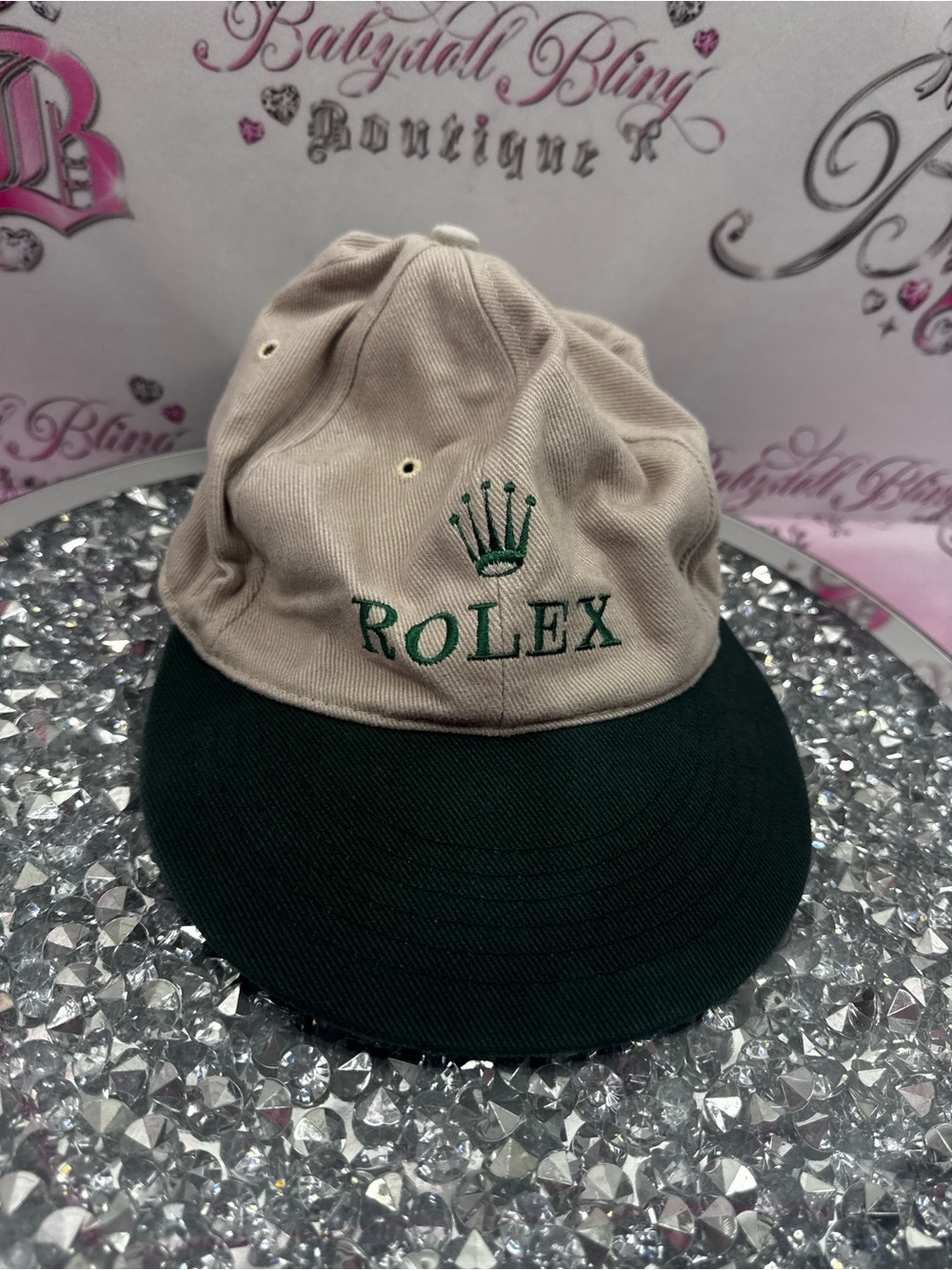 TEXACE 1990s Rolex Beige Dark Green Baseball Cap rare vintage embroidery NOSWETT